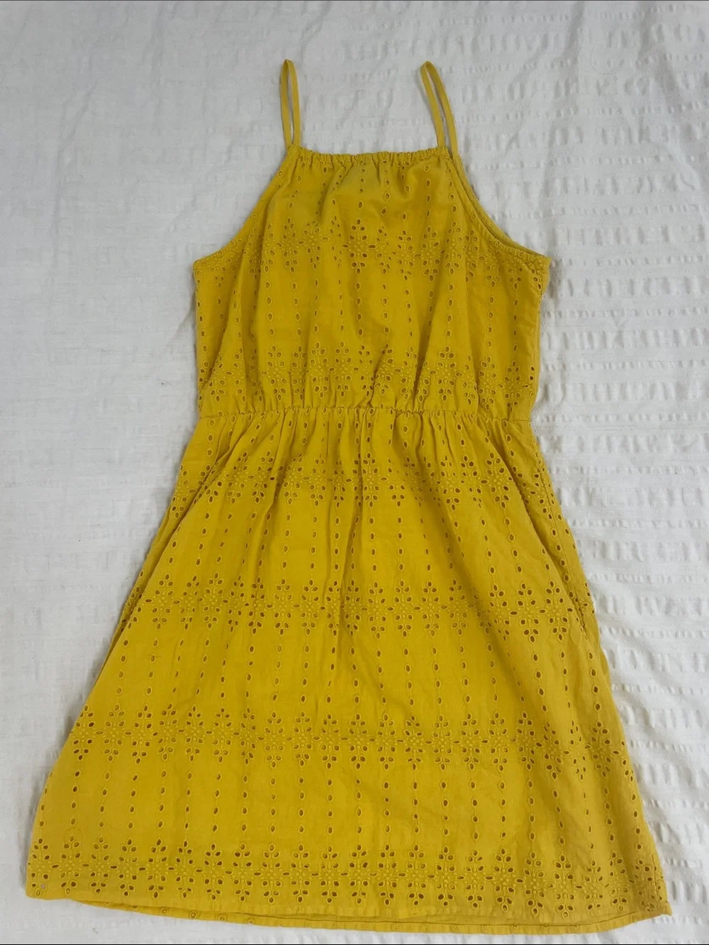 Old Navy Yellow Eyelet Cami Sundress Girls Size Large (10-12)